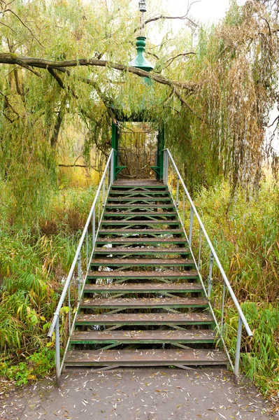 Yazlık bir rezervuar üzerinde demir merdiven — Stok fotoğraf