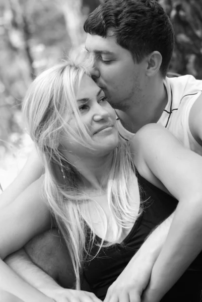 Love man and girl black and white — Stock Photo, Image