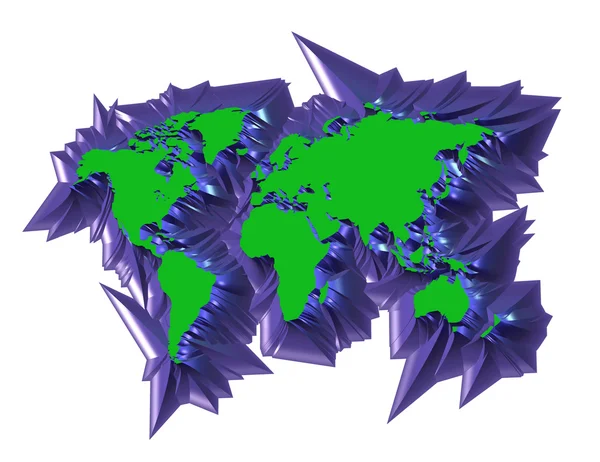 3D mapa kontynentu — Zdjęcie stockowe