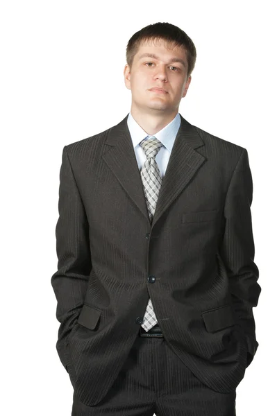 O jovem homem de negócios em um terno — Fotografia de Stock