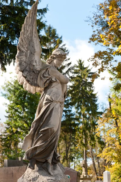 Monumento a un angelo su un cimitero — Foto Stock