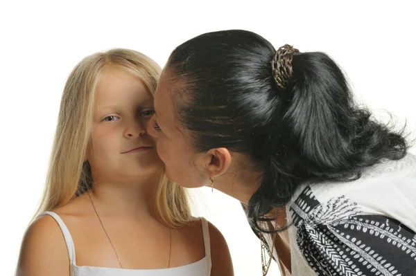 Mum kisses the daughter — Stock Photo, Image