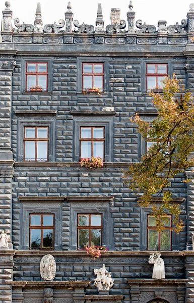 Fasad på en byggnad med fönster — Stockfoto