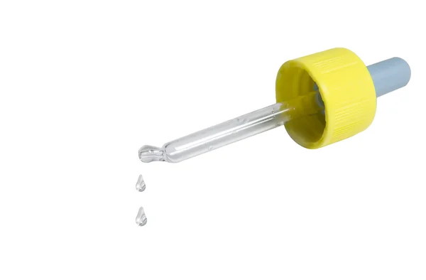 Pipette and falling drops — Stock Photo, Image