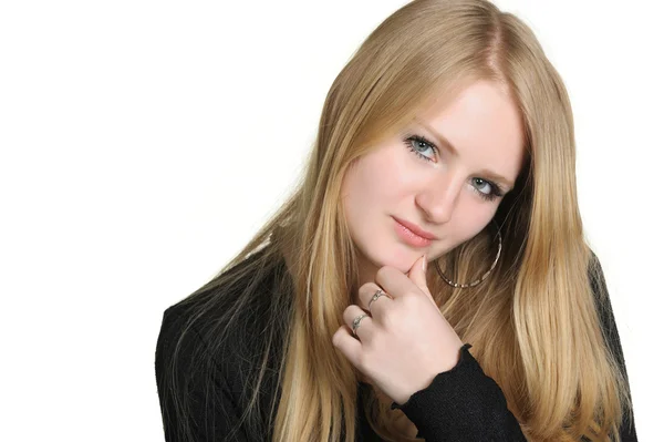 Portrét krásné mladé dívky blondýna — Stock fotografie