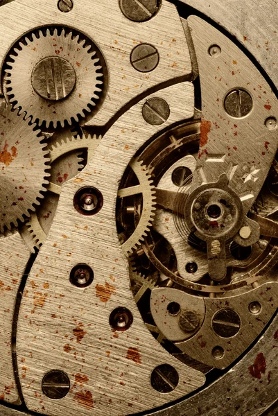 Meccanismo di ruggine dell'orologio analogico — Foto Stock