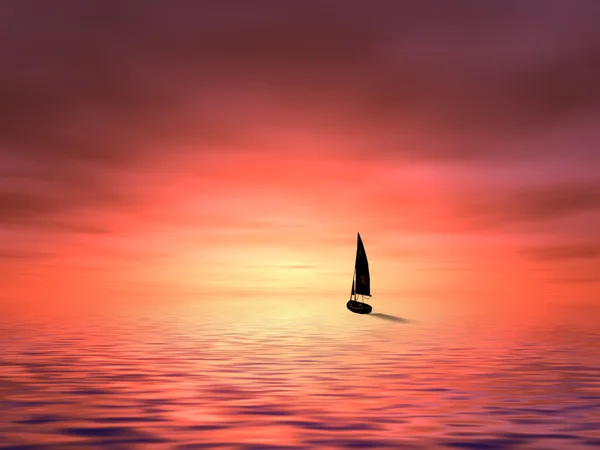 Zeilboot in zonsondergang — Stockfoto