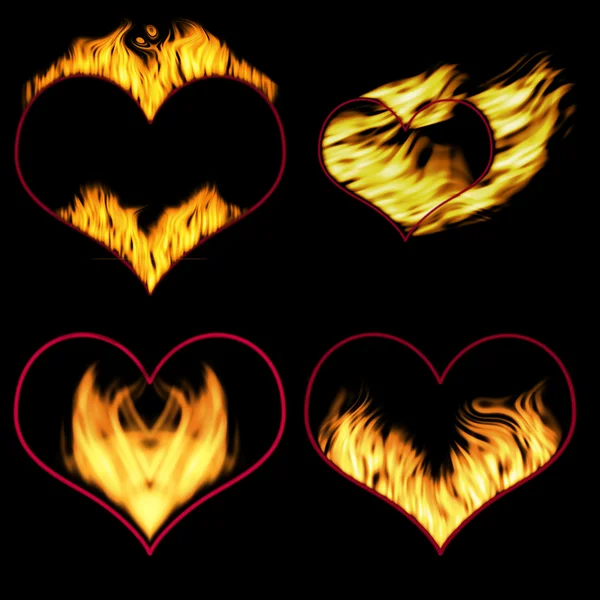 Corações em chamas acesos — Fotografia de Stock