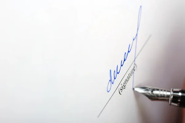 Paper texture and signature — Stock Photo, Image