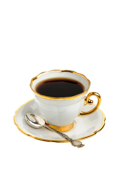 Стильный кофе с серебряной ложкой — стоковое фото