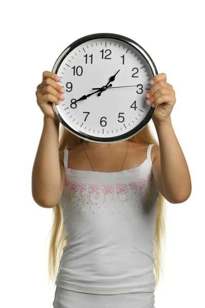 큰 시계와 소녀 — 스톡 사진