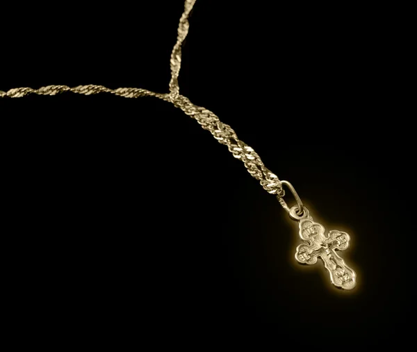 Die goldene Kreuzigung glüht — Stockfoto