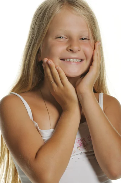 Portret atrakcyjne dziewczyny blondynka z bliska — Zdjęcie stockowe