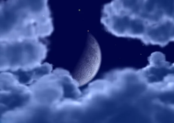 Der Mond in Wolken — Stockfoto