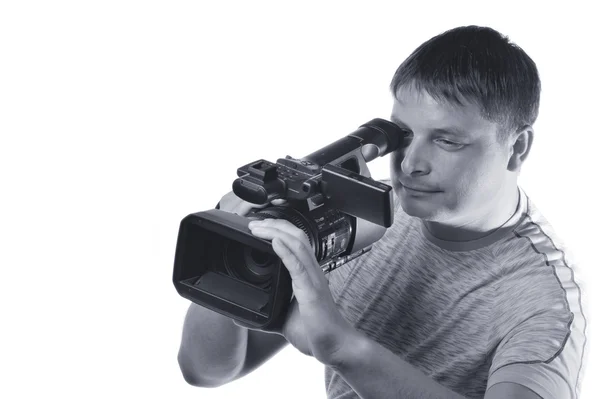 Человек с видеокамерой — стоковое фото