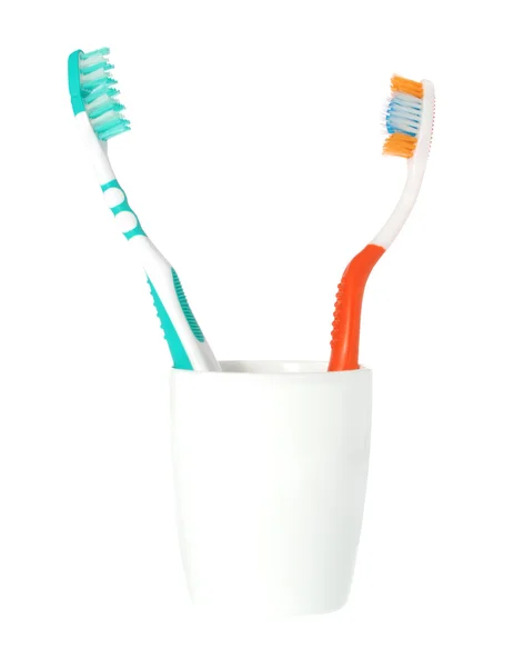 Escova de dentes branca isolada — Fotografia de Stock
