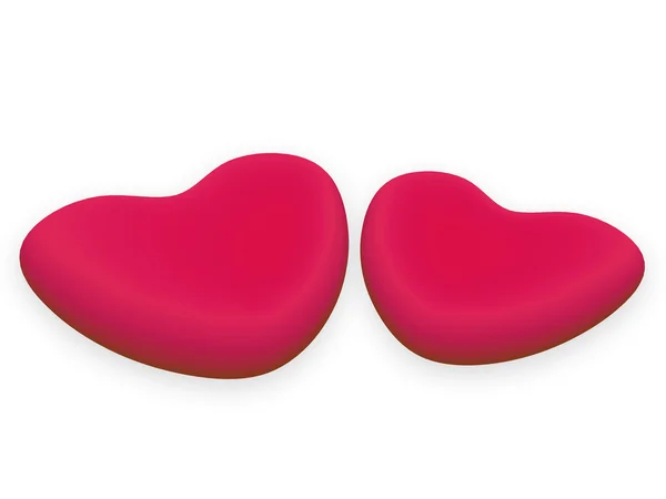 Dois corações 3D vermelho — Fotografia de Stock