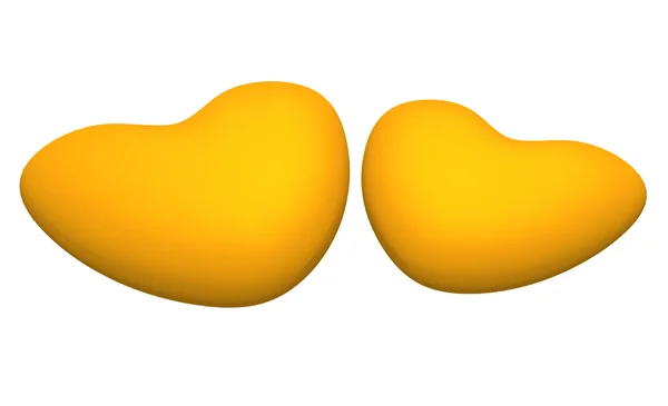 Dois corações 3D amarelo — Fotografia de Stock
