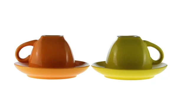 Две перевернутые цветные чашки — стоковое фото