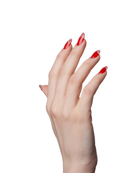 Ženské ruce s francouzskou manikúrou — Stock fotografie