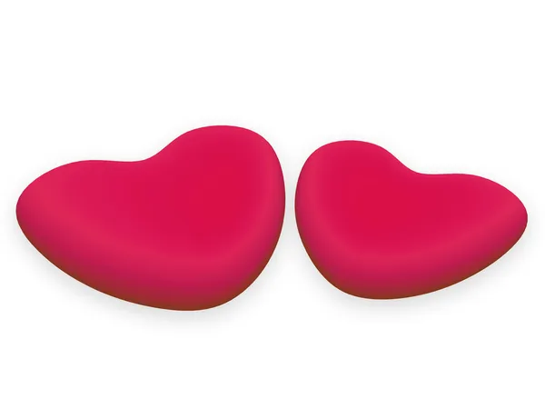 Два сердца 3D красный — стоковое фото