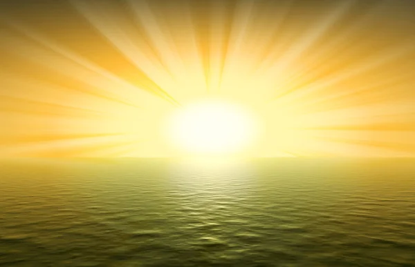 Žluté slunce za oceán — Stock fotografie