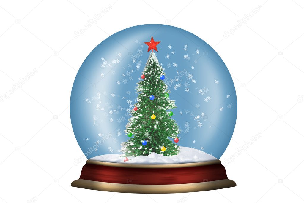 Glass sphere with fir-tree isolated