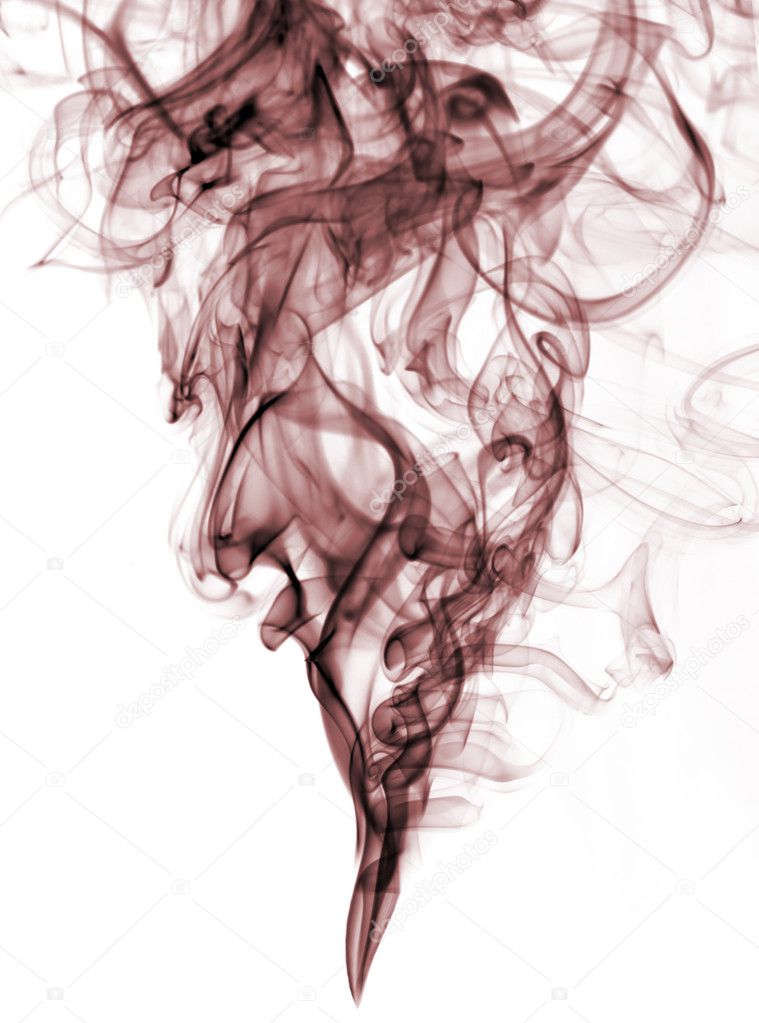 Red color smoke from white background