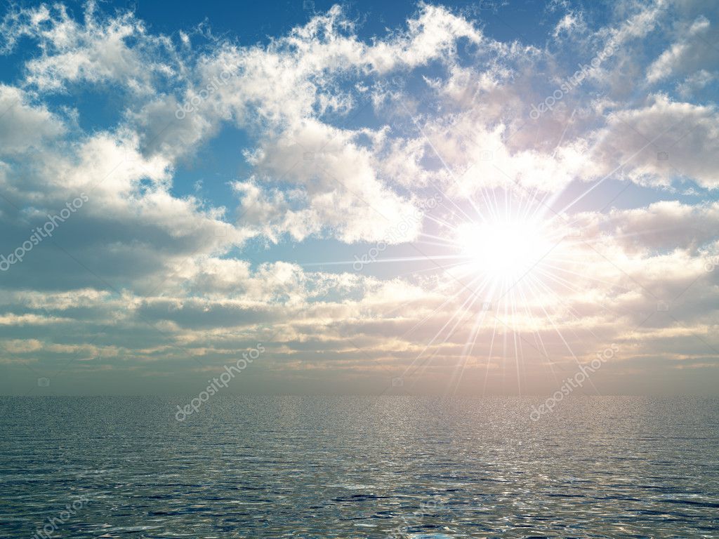 The bright sun above ocean