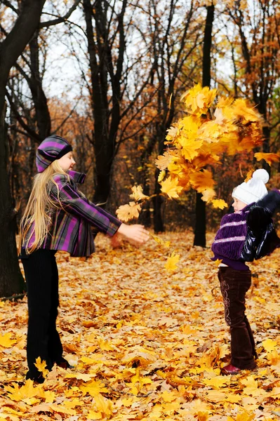 Children in autumn forest — Stock Photo, Image