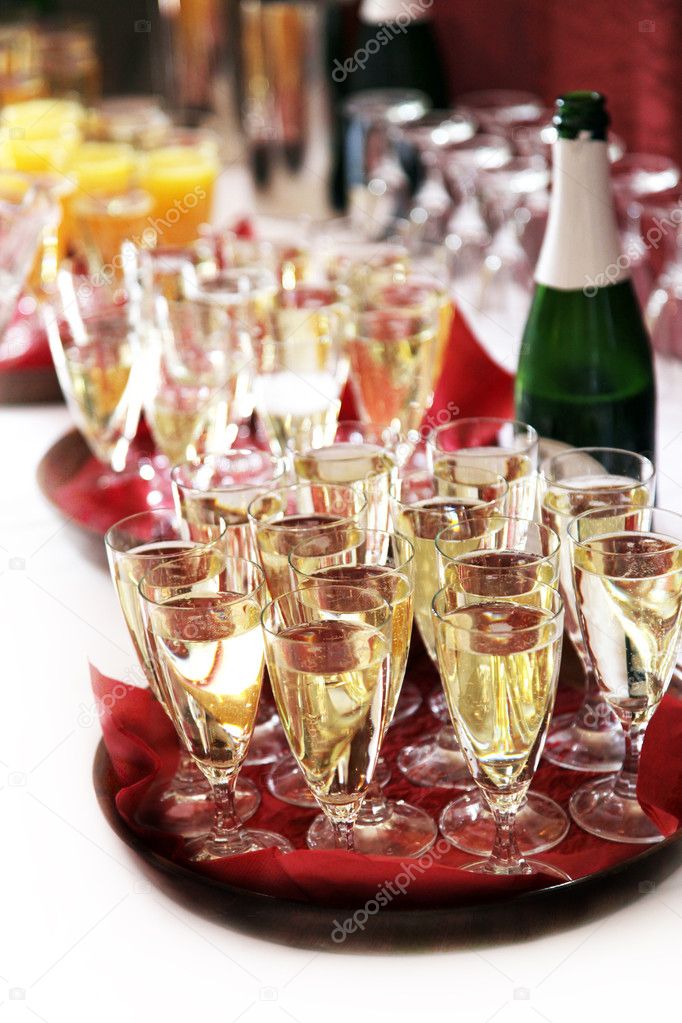 Champagne reception with champagne and orange juice