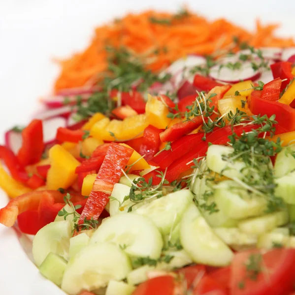 Свежий салат с перцем и огурцами - квадратный — стоковое фото