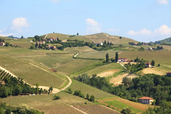 Bekijk op heuvels en wijngaarden van Piemonte, Noord-Italië. — Stockfoto