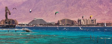 View on bay and coastline in Eilat, Israel. clipart