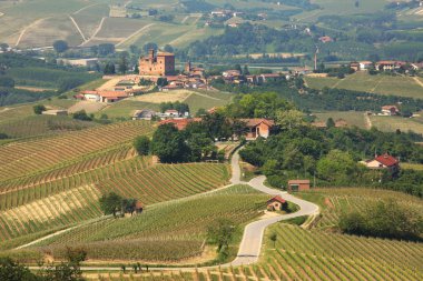 View on hills and vineyards of Piedmont, northern Italy. clipart