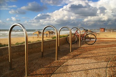 Promenade on Mediterranean Sea at winter. clipart