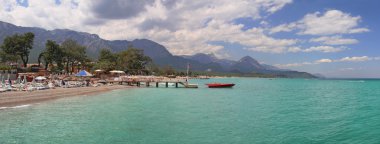 Panoramic view on Kemer beach. clipart