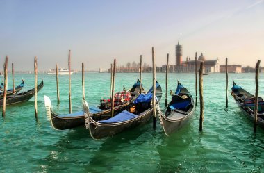 Gondolas on Grand Canal. clipart