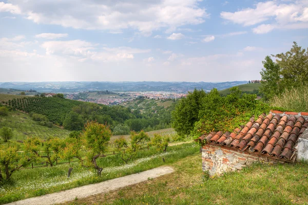 Bekijken op heuvels van Piemonte, Italië. — Stockfoto