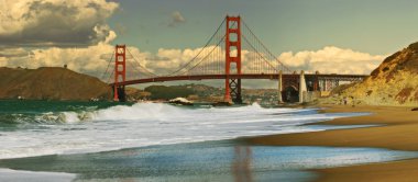 Panoramic view on Golden Gate bridge. clipart