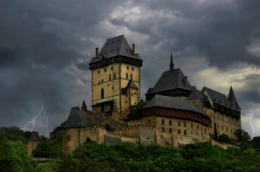 Old Castle. Thunderstorm. clipart