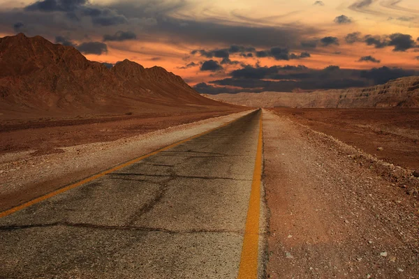 Solnedgang i ørkenen. – stockfoto