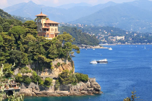 Uitzicht op de baai van portofino, Italië. — Stockfoto
