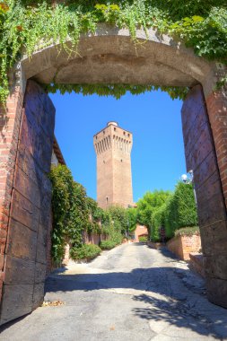 santa Vittoria'da eski kule d'alba, İtalya.