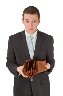 Man showing empty wallet clipart