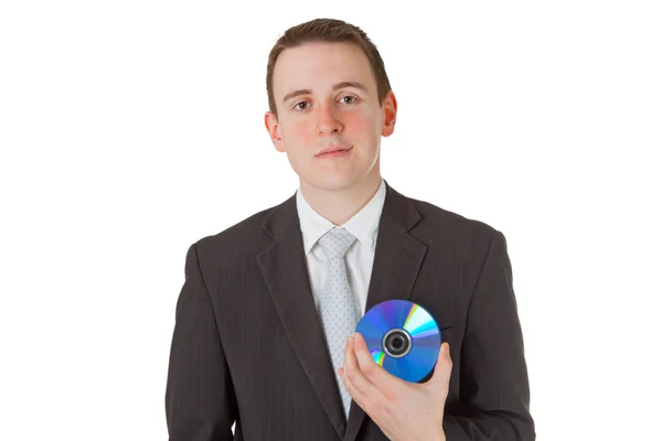 Uomo d'affari con disco di memoria — Foto Stock