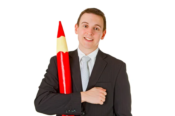 Businessman with red pencil — Stock Photo, Image