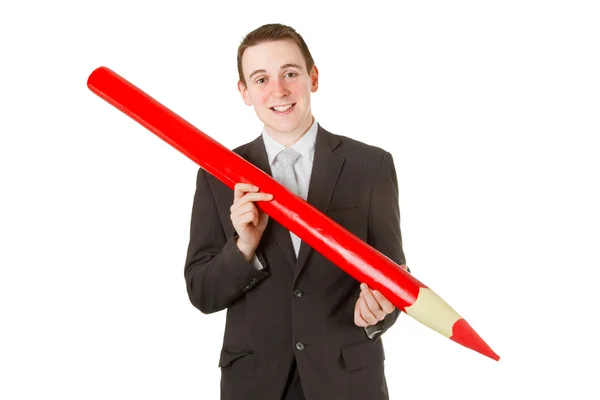 Businessman with red pencil — Stock Photo, Image