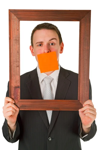 木枠を持ったビジネスマン — ストック写真