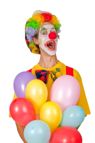 Bunter Clown mit Luftballons — Stockfoto